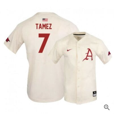 Dominic Tamez Jersey Arkansas Razorbacks Baseball NCAA College Alumni Elite White #7