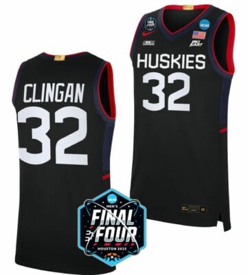Donovan Clingan Jersey UConn Huskies College Basketball 2023 NCAA Final Four Black #32