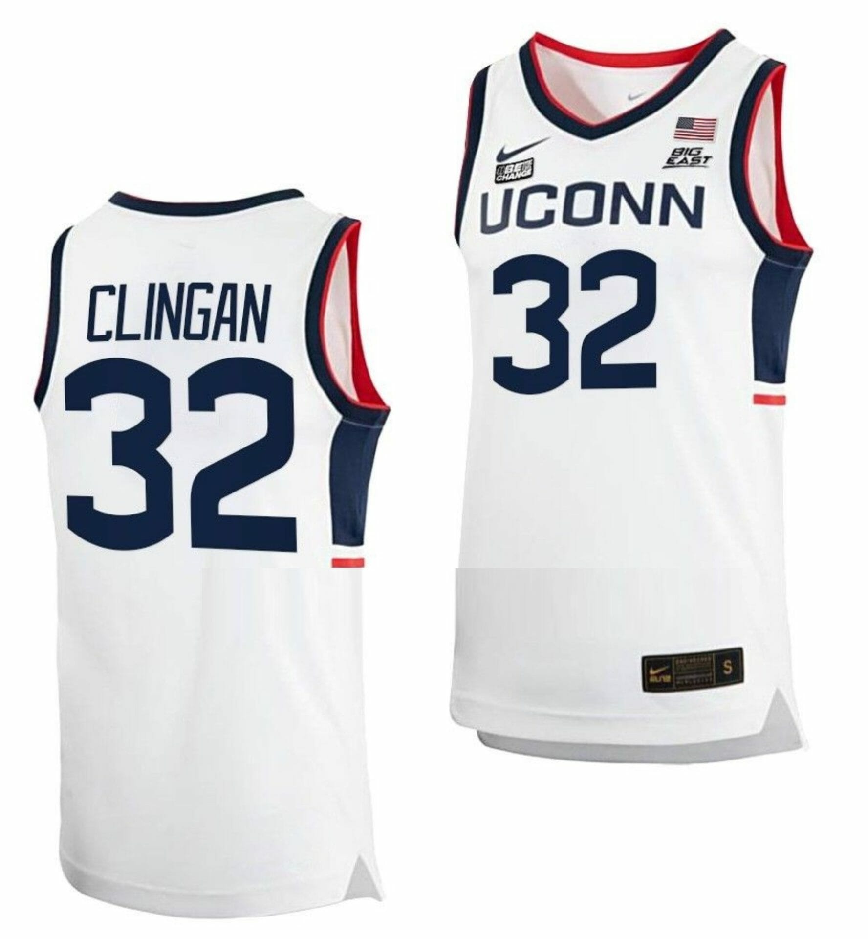 Donovan Clingan Jersey UConn Huskies College Basketball White Replica #32 1 Donovan Clingan Jersey UConn Huskies College Basketball White Replica #32