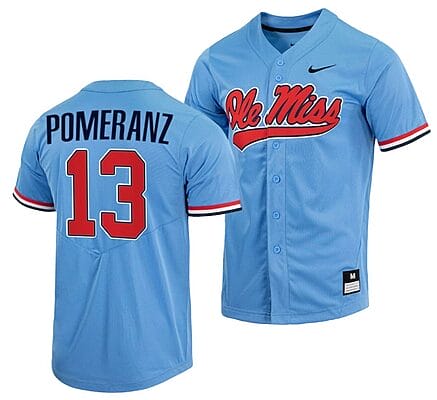 Drew Pomeranz Jersey Ole Miss Rebels College Baseball Blue #13 6 Drew Pomeranz Jersey Ole Miss Rebels College Baseball Blue #13