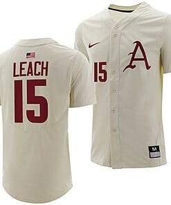 Dylan Leach Jersey Arkansas Razorbacks College Baseball Full-Button Natural #15