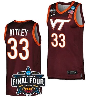 Elizabeth Kitley Jersey Virginia Tech Hokies College Basketball 2023 NCAA March Madness Final Four Maroon #33