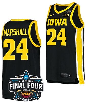 Gabbie Marshall Jersey Iowa Hawkeyes College Basketball 2023 National Championship Bound Black #24 6 Gabbie Marshall Jersey Iowa Hawkeyes College Basketball 2023 National Championship Bound Black #24