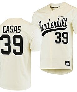 Gavin Casas Jersey Vanderbilt Commodores College Baseball Replica Cream #39