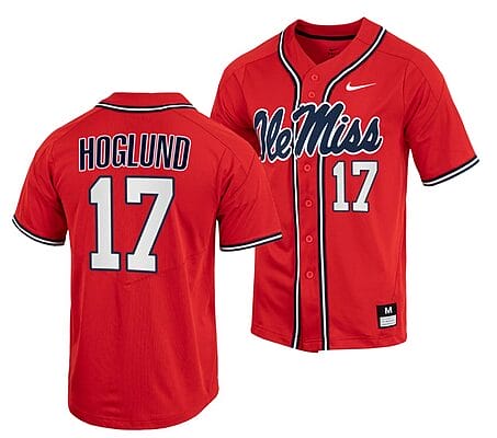 Gunnar Hoglund Jersey Ole Miss Rebels College Baseball Red #17
