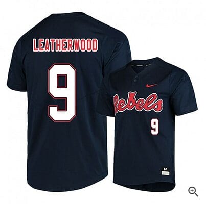 Hayden Leatherwood Jersey Ole Miss Rebels Baseball NCAA College Black Alumni #9