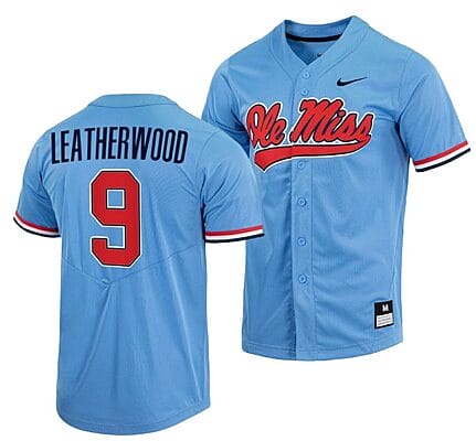 Hayden Leatherwood Jersey Ole Miss Rebels College Baseball Blue #9