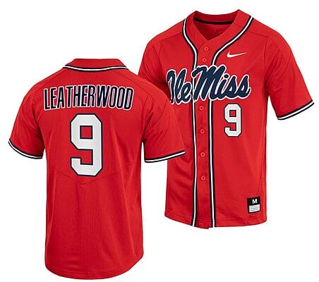 Hayden Leatherwood Jersey Ole Miss Rebels College Baseball Red #9