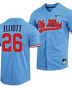 Hunter Elliott Jersey Ole Miss Rebels College Baseball Blue #26