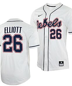 Hunter Elliott Jersey Ole Miss Rebels College Baseball White #26