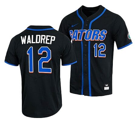 Hurston Waldrep Jersey Florida Gators College Baseball Full-Button Black #12