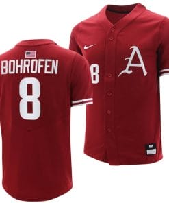 Jace Bohrofen Jersey Arkansas Razorbacks College Baseball Cardinal #8