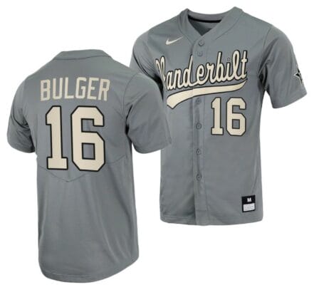 Jack Bulger Jersey Vanderbilt Commodores College Baseball Full-Button Grey #16