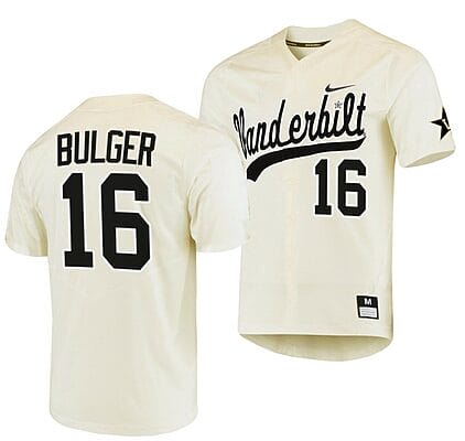 Jack Bulger Jersey Vanderbilt Commodores College Baseball Replica Cream #16