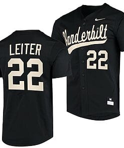 Jack Leiter Jersey Vanderbilt Commodores College Baseball Replica Black #22