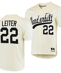 Jack Leiter Jersey Vanderbilt Commodores College Baseball Replica Cream #22