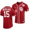 Jackson Nicklaus Jersey Oklahoma Sooners Baseball NCAA College Crimson 125th Season Full-Button #15 3 Jackson Nicklaus Jersey Oklahoma Sooners Baseball NCAA College Crimson 125th Season Full-Button #15