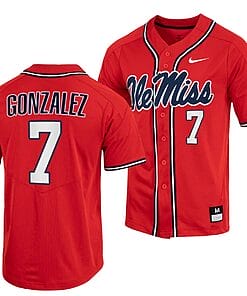 Jacob Gonzalez Jersey Ole Miss Rebels College Baseball Red #7