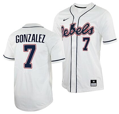 Jacob Gonzalez Jersey Ole Miss Rebels College Baseball White #7