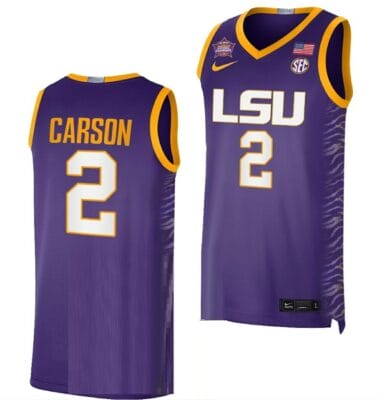 Jasmine Carson Jersey LSU Tigers 2023 NCAA Basketball National Champions Purple #2