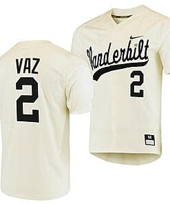 Javier Vaz Jersey Vanderbilt Commodores College Baseball Replica Cream #2