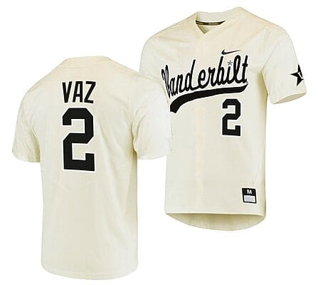 Javier Vaz Jersey Vanderbilt Commodores College Baseball Replica Cream #2