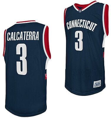 Joey Calcaterra Jersey UConn Huskies College Basketball Navy Retro #3