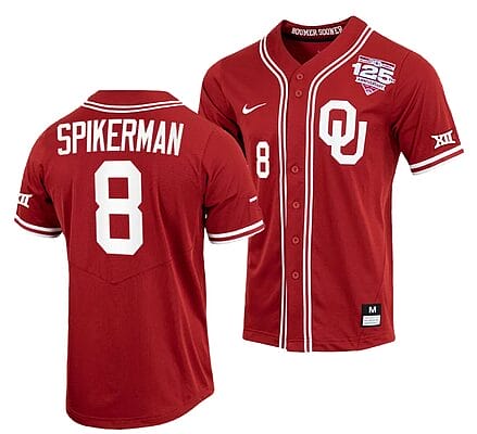 John Spikerman Jersey Oklahoma Sooners Baseball NCAA College Crimson 125th Season Full-Button #8 6 John Spikerman Jersey Oklahoma Sooners Baseball NCAA College Crimson 125th Season Full-Button #8