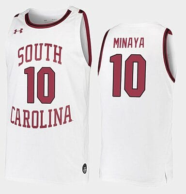 Justin Minaya Jersey South Carolina Gamecocks College Basketball White Replica #10 8 Justin Minaya Jersey South Carolina Gamecocks College Basketball White Replica #10