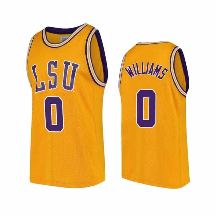 KJ Williams Jersey LSU Tigers Basketball 2023 Draft Prospect NCAA College Gold #0