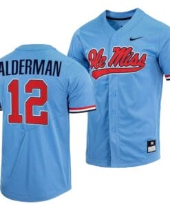 Kemp Alderman Jersey Ole Miss Rebels College Baseball Blue #12