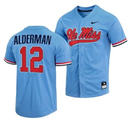 Kemp Alderman Jersey Ole Miss Rebels College Baseball Blue #12