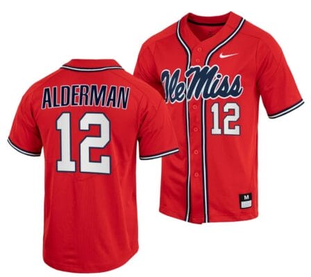 Kemp Alderman Jersey Ole Miss Rebels College Baseball Red #12 6 Kemp Alderman Jersey Ole Miss Rebels College Baseball Red #12