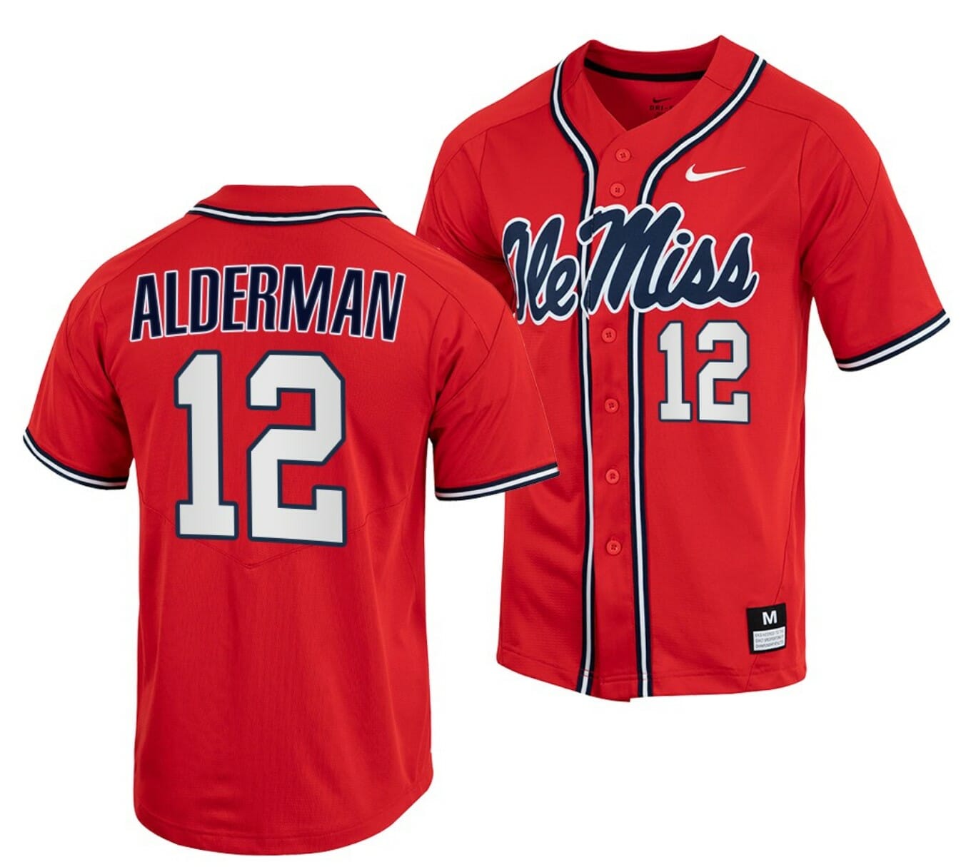 Kemp Alderman Jersey Ole Miss Rebels College Baseball Red #12 1 Kemp Alderman Jersey Ole Miss Rebels College Baseball Red #12