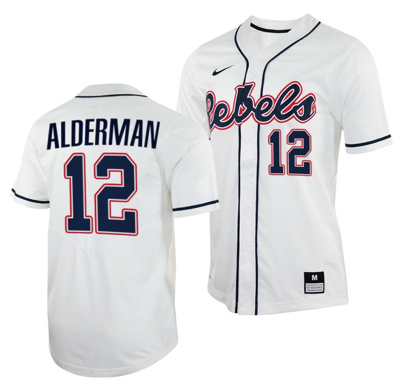 Kemp Alderman Jersey Ole Miss Rebels College Baseball White #12 1 Kemp Alderman Jersey Ole Miss Rebels College Baseball White #12