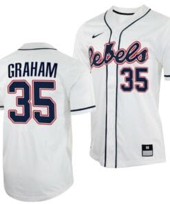 Kevin Graham Jersey Ole Miss Rebels College Baseball White #35
