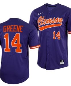 Khalil Greene Jersey Clemson Tigers College Baseball Purple Full-Button #14