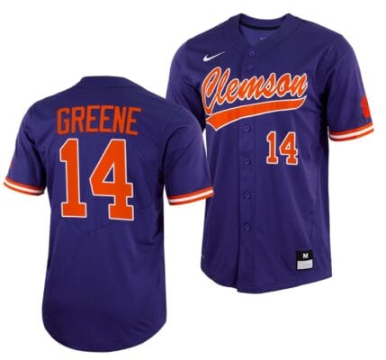 Khalil Greene Jersey Clemson Tigers College Baseball Purple Full-Button #14