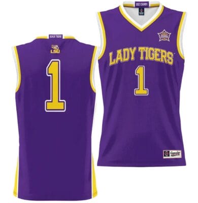 LSU Tigers Basketball Jersey 2023 NCAA National Champions Purple #1 6 LSU Tigers Basketball Jersey 2023 NCAA National Champions Purple #1