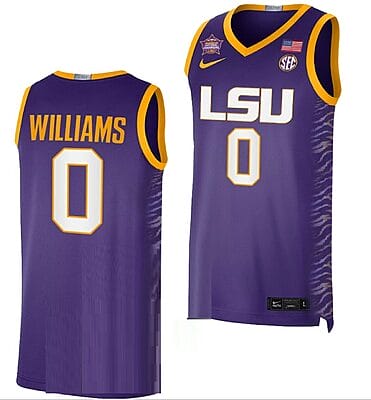 LaDazhia William Jersey LSU Tigers 2023 NCAA Basketball National Champions Purple #0