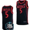Lamont Butler Jersey San Diego State Aztecs 2023 NCAA National Championship March Madness Black #5 7 Lamont Butler Jersey San Diego State Aztecs 2023 NCAA National Championship March Madness Black #5