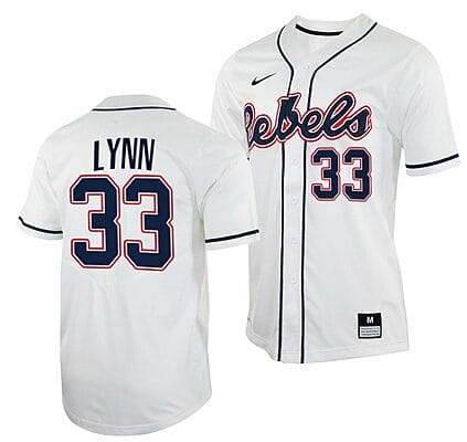 Lance Lynn Jersey Ole Miss Rebels College Baseball White #33