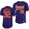 Mack Anglin Jersey Clemson Tigers College Baseball Purple Full-Button #32 3 Mack Anglin Jersey Clemson Tigers College Baseball Purple Full-Button #32