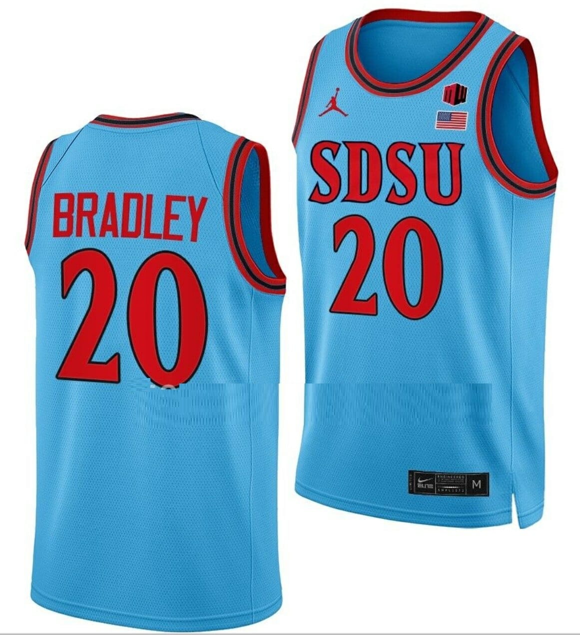 Matt Bradley Jersey San Diego State Aztecs College Basketball Blue Alternate #20 1 Matt Bradley Jersey San Diego State Aztecs College Basketball Blue Alternate #20