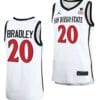 Matt Bradley Jersey San Diego State Aztecs College Basketball Home White #20 7 Matt Bradley Jersey San Diego State Aztecs College Basketball Home White #20