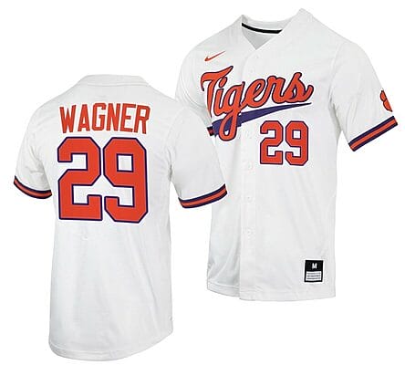 Max Wagner Jersey Clemson Tigers College Baseball White #29