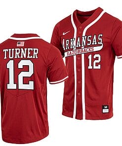 Michael Turnerr Jersey Arkansas Razorbacks College Baseball Throwback Cardinal #12