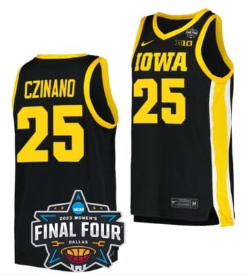 Monika Czinano Jersey Iowa Hawkeyes College Basketball 2023 National Championship Bound Black #25