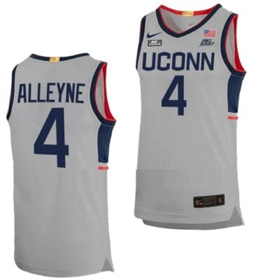 Nahiem Alleyne Jersey UConn Huskies College Basketball Limited Gray #4
