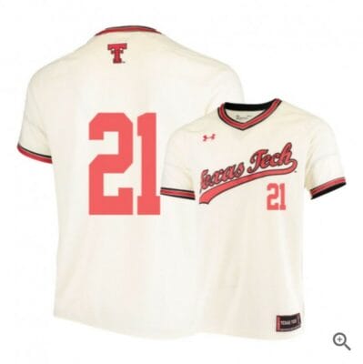 Nate Rombach Jersey Texas Tech Red Raiders Baseball NCAA College Cream Alumni #21 6 Nate Rombach Jersey Texas Tech Red Raiders Baseball NCAA College Cream Alumni #21
